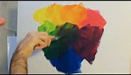 How to paint: using and mixing primary colours with acrylic paint on canvas.