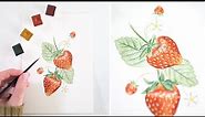 How to Paint a Strawberry Plant | Watercolor Fruit Tutorial