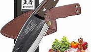 ENOKING Meat Cleaver, 5.9 Inch Fillet Knife Professional Japanese Chef Knife Super Sharp Viking Knife with Sheath Hand Forged Butcher Knife High Carbon Steel Vegetable Kitchen Knife for Home & Outdoor