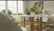 Modern Round Dining Table with Lazy Susan and Sintered Stone Top | POVISON