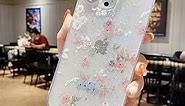 MOESOE Compatible with iPhone 7/8/SE 2020 Case,Glitter Bling Flowers Shockproof Clear Floral Pattern Soft TPU Back Cover for Girly Women