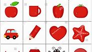 Aprende el color. Objetos rojos. Conjunto: vector de stock (libre de regalías) 1886678038 | Shutterstock