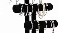 ShellKingdom Jewelry Display Tower, 3 Tier Necklace Bracelet and Watch Holder Display Stand, Black Velvet T-Bar Table Top Jewelry Organizer Tower (3 tier)