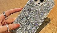 MUYEFW Case for iPhone 15 Pro Max Case Glitter Bling for Women Girls Sparkle Cover Cute Protective Phone Cute 6.7 inch (Silver)