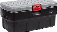 Rubbermaid 35 Gallon Lockable Latch Heavy Duty Storage Box with Lid for Home, Garage, and Backyard Organization and Storage, Black