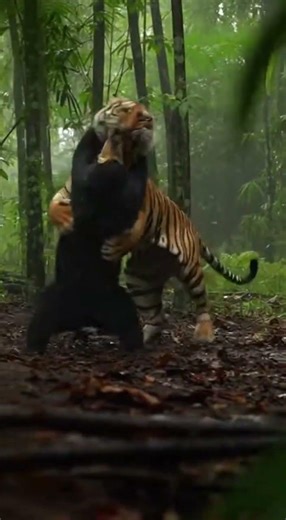 수마트라 호랑이 vs 썬베어(말레이곰) (동남아시아 정글)[Sumatran Tiger vs. Sun Bear (Southeast Asia Jungle)]