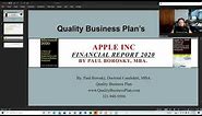APPLE Financial Report 2020: Financial Statements and Financial Ratio Analysis by Paul Borosky, MBA.