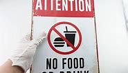 No Food or Drink Sign, 8x12 Inches Rust-Free