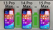 iPhone 15 Pro Max vs 14 Pro Max vs 13 Pro Max Battery Life DRAIN Test