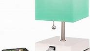 Modern Teal Aqua Small Table Lamp w USB Quick Charging Port, Great for LED Bedside, Desk, Bedroom, and Nightstand Lamps or Other Table Lights by MissionMax ['120cm (47.2 inch ) x 2']