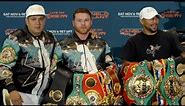 CANELO WELCOMES TEOFIMO LOPEZ TO POSE WITH ALL THE BELTS - TWO UNDISPUTED KINGS IN BOXING!
