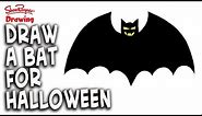 How to draw a halloween Vampire Bat - Easy Step by step