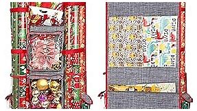 homyfort Hanging Gift Wrapping Paper Organizer Storage Bag-Double Sided Wrap Organizer for Christmas Decorations, Bow, Paper Cutter, Large and Durable, Grey(20x50 Inch)