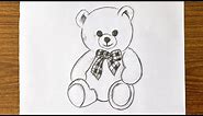 How to draw a cute teddy bear step by step easy // How to draw a bear step by step video