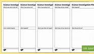 Science Investigation Planning Sheets