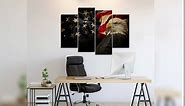 SiMiWOW American Flag with Bald Eagle Vintage USA Nation Flag Picture Patriotic Canvas Wall Art Living Room Home Office Decor Framed 4Panels Artwork Patriotic wall decorations