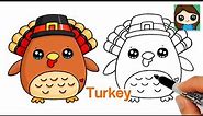 How to Draw a Turkey Easy | Cute Thanksgiving Art