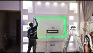 installation of gypsum board tv unit POP design or modern wall tv cabinet interior design ideas
