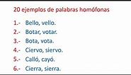 20 ejemplos de palabras homofonas
