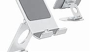 OMOTON Swivel Tablet Stand for iPad with 360 Rotating Base, Foldable Adjustable Holder for Drawing, Compatible with iPad Pro/Air/Mini and More, Silver