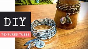 How To Make A DIY Textured Tube Beaded Memory Wire Bracelet