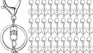 Hicarer 50 Pcs Lobster Claw Clasps Hook with Flat Split Keychain Ring with Swivel Trigger Buckle Metal Keychain Hooks Lobster Clasp Keychain Clips Swivel Clasp Hooks for Jewelry DIY Craft Making