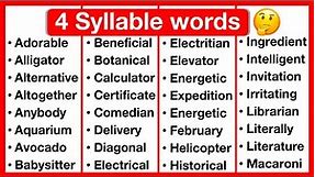 4 Syllable Word List 🤔 | Syllables in English | Types of Syllables | Learn with examples