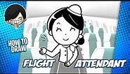 How to draw Flight Attendant step by step