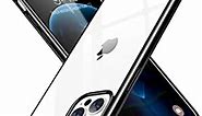 Humixx Diamond Clear iPhone 12 Case, iPhone 12 Pro Case [Not Yellowing][Military Drop Tested] Slim Fit iPhone 12 Phone Thin Case with Protective Airbag Bumper (6.1'') 5G 2020 Transparent (Black)
