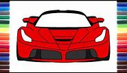 How to draw Ferrari LaFerrari front view step by step