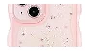Cyberowl Compatible with iPhone 15,Cute Kawaii Bling Sparkle Glitter Frame Shape Soft Silicone Shockproof Protective Phone Case Cover for Women Girls Pink