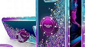 Silverback Galaxy S8 Active Case, Moving Liquid Holographic Glitter Case with Kickstand, Bling Diamond Rhinestone Bumper W/Ring Slim Protective Samsung Galaxy S8 Active Case for Girls Women -Purple
