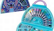 Disney Stitch Kids Art Set 40 Plus Pieces Princess Kids Colouring Sets Paints Colouring Pencils Markers Crayons Travel Art Supplies Gifts for Kids (Blue Stitch Set)