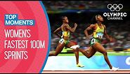 Top 10 Fastest Women's 100m Sprint in Olympic History | Top Moments