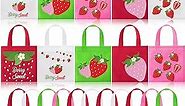 36 Pcs Strawberry Party Favor Bag Strawberry Non Woven Gift Bag Summer Goodie Treat Bag Fruit Candy Bag for Baby Shower Berry First Bday Sweet Wedding