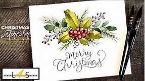 Watercolor Christmas Painting Tutorial! Christmas Card! Christmas Painting! Christmas Card Design!