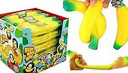 JA-RU Stretchy Banana Squishy Toys (12 Units) Anxiety Stress Relief Toys | Sensory Toys for Autistic Children Kids and Fidget Stress Toys for Adults. Great Party Favor Supply. Plus 1 Ball. 3340-12p