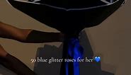 A dream 💙❤️‍🔥 50 blue glitter roses for the birthday girl. #rosebouquet #roses #glitterroses #glitterrosebouquet #blueroses