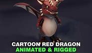 ArtStation - Cartoon Red Dragon Animated 3D Model | Game Assets