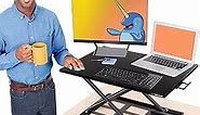 Stand Steady X-Elite Pro, Ergonomic Adjustable Height Standing Desk Converter for Home or Office, Easy Lift Sit to Stand Laptop Desk Riser for Laptop and Computer Monitor (Black, 28in x 20in)