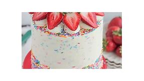 Strawberry Funfetti Cake - Baking with Blondie