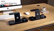 Wireless Charger, 6 in 1 Wireless Charging Station, Fast Wireless Charger Stand for iPhone 15 14 13 12 11 Pro Max XR XS 8 Plus, for Apple Watch 8 7 6 5 4 3 2 SE AirPods (with QC3.0 Adapter)