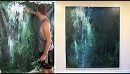 Huge GREEN abstract painting! Acrylics with Texturing