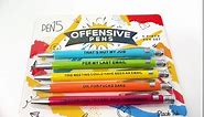Funny Offensive Pens, a snarky office gag gift, 5 piece set of ballpoint pens with funny sayings for adults
