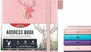 Address Book with Alphabetical Tabs，Hardcover Small Passwordbook，Address Book Large Print for Phone Numbers，Internet Website Logins，Address Notebook Journal for Home 5"*7.6"-Pink