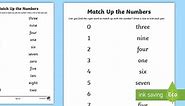 Matching Numbers to Words Worksheet