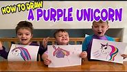 PURPLE DAY...How to draw a CUTE UNICORN!!!