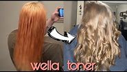 TONING ORANGE HAIR WITH WELLA T14 & 050 | Sara Lynn