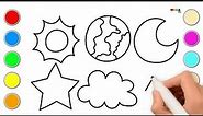 Coloring Solar System for Kids, Draw & Paint for Toddlers | Easy Step by Step Art 🌈