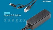 UCTRONICS Gigabit PoE Splitter with 2-in-1 PoE to USB C/Micro USB Adapter